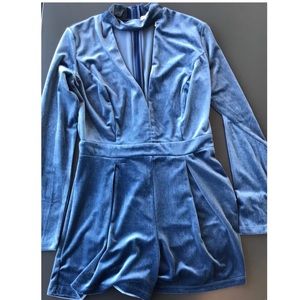 Socialite Blue Velvet Romper